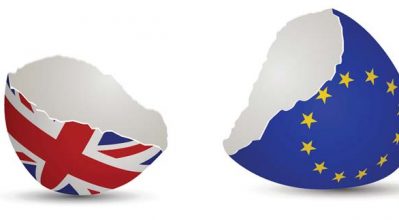 Brexit eggshells with Union Jack & Eu flags