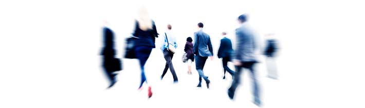 employees walking with blurred background effect