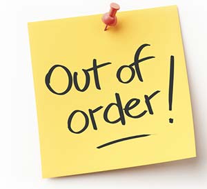 post it note saying put of order