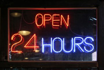 Open 24 Hours neon sign