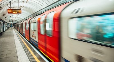 London underground train in motion