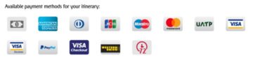 Clip of Emirates website payment method options