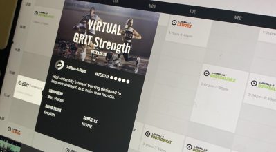 Les Mills - Studio 2 screen showing the virtual training programs available.