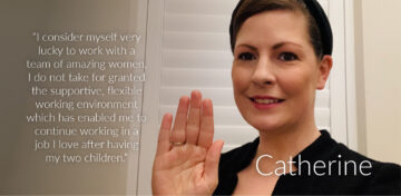 Catherine striking the #ChooseToChallenge hand up pose