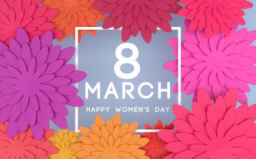 (alt=”8 March International Women's Day Concept. "Happy women's Day" message among the colourful flowers. ”)