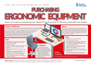 (alt="Working from home infographic, our top tips for purchasing ergonomic equipment")