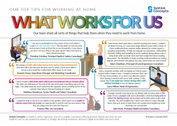 (alt="Working from home infographic, top ips from the team on what helped them")