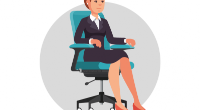 (alt="diagram of office chair with lady sitting in it")