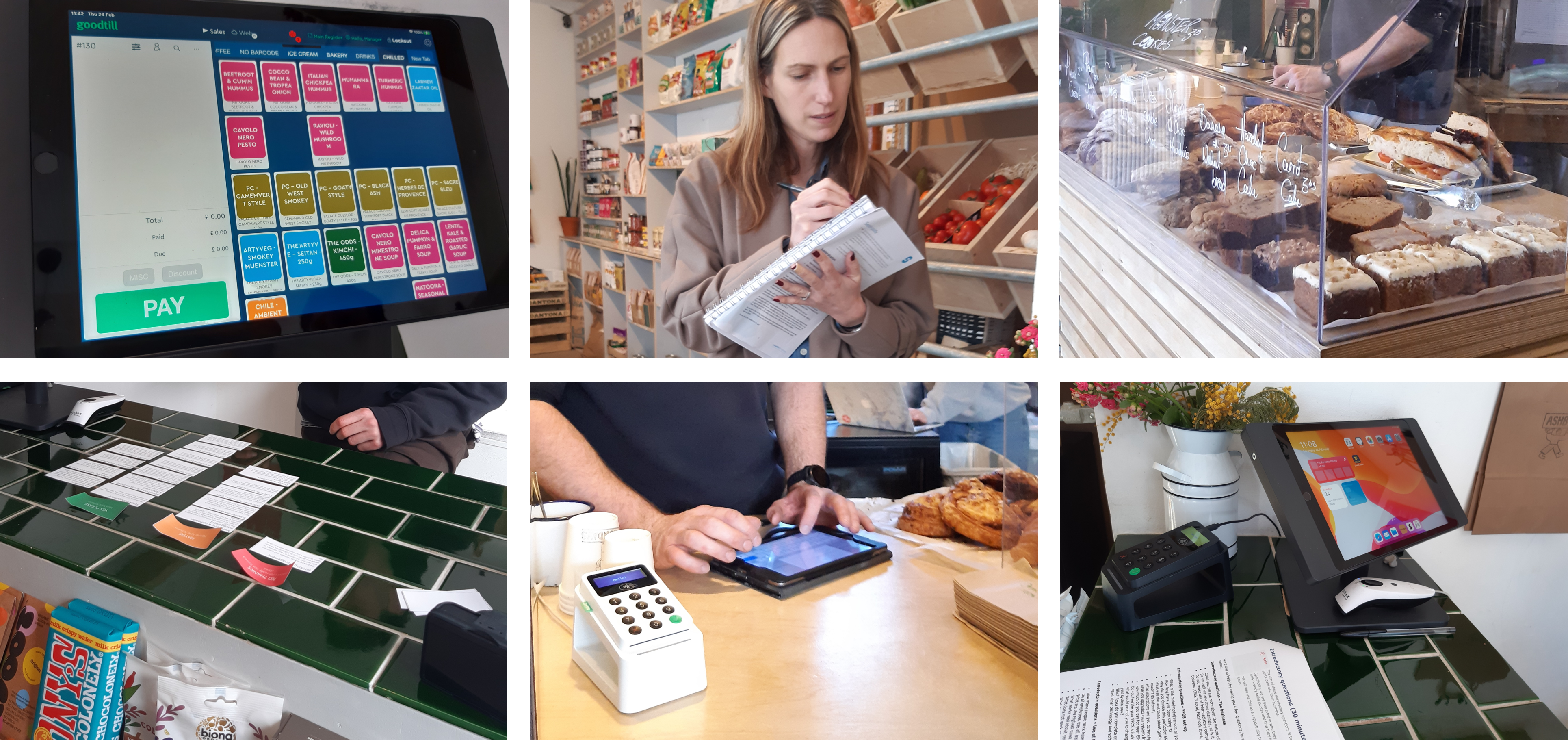 Photos of consultants carrying out research on payment systems