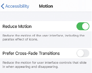 Apple iOS Reduce Motion screengrab